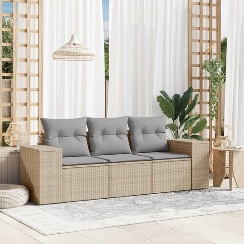 VidaXL 3-dijelni set vrtnih sofa od poliratana s jastucima bež Slike