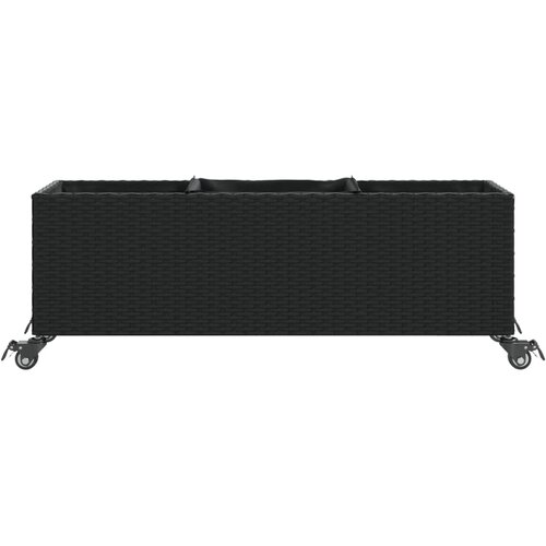  Vrtna sadilica s kotačima 3 posude crna 107x32x38 cm poliratan Slike