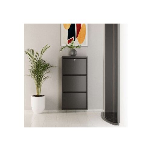 Hanah home Ormar za cipele Locking 3 Piece Metal Anthracite Cene