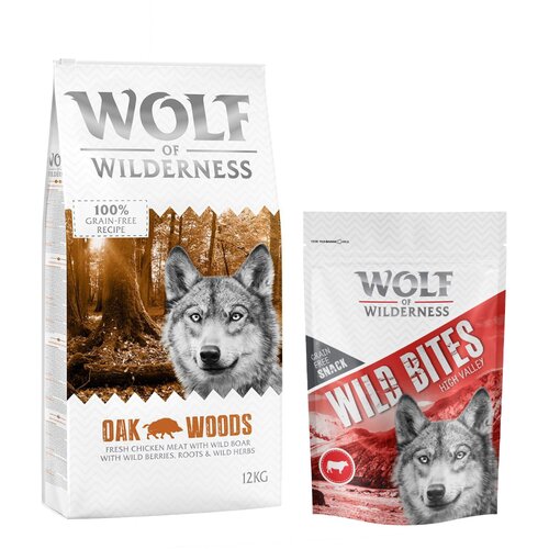 12 kg suhe hrane Wolf of Wilderness + Snack gratis! - Adult "Oak Woods" - divja svinja + High Valley - govedina (monoprotein) Cijene