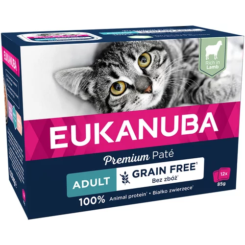 Eukanuba 20 + 4 gratis! mokra mačja hrana brez žitaric 24 x 85 g - Adult brez žitaric Jagnjetina