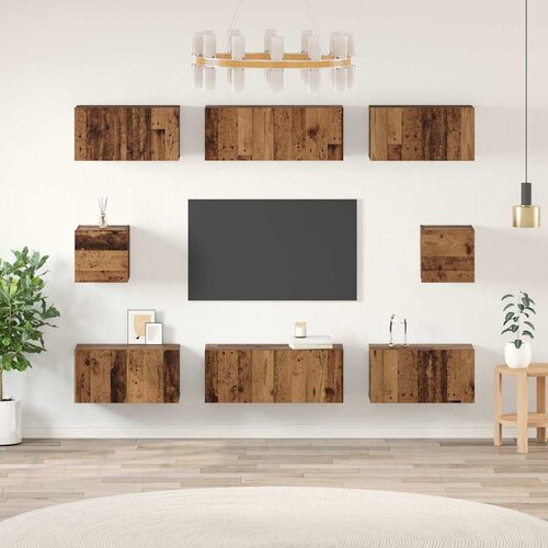vidaXL Set TV stalka 8 pcs Staro drvo Srednja 30.5 x 30 x 30 cm Cijene