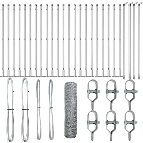 vidaXL heksagonalna ograda 0,5x50 m galvanizirani čelik, stupovi ograde s osnovnim pločama 13 kom &Oslash;32mm 70cm galvanizirani čelik Cijene