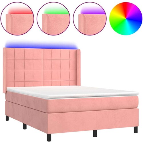  Box spring s madracem LED ružičasti 140x200cm bar&amp;scaron;unasti Slike