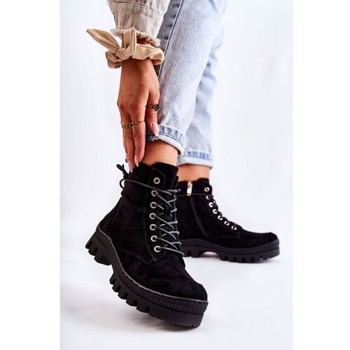 Kesi Suede Trappers With Stitching Black Layden Cene