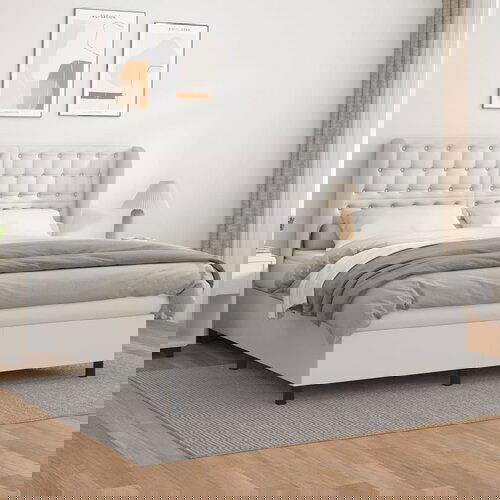 The Living Store Box spring postelja z vzmetnico bela 180x200 cm umetno usnje - Box Spring Postelja, (21503893) Slike