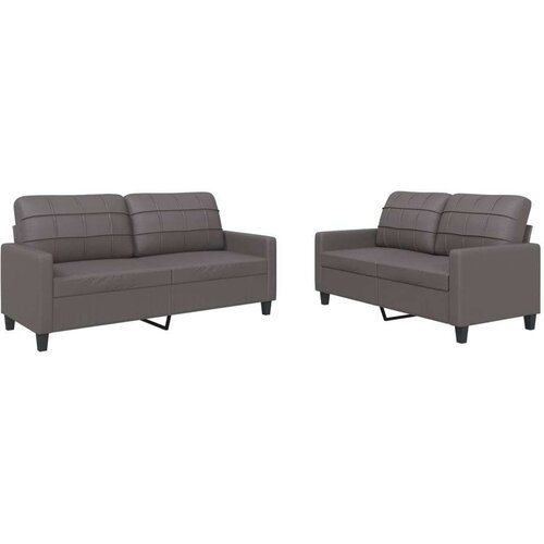 VidaXL 2-dijelni set sofa s jastucima sivi od umjetne kože Slike