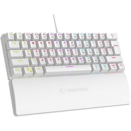 Rampage Tipkovnica PLOWER K60 US Layout s podrskom za zglobove, RED Switch - BIJELA / HR SLOVA Cijene