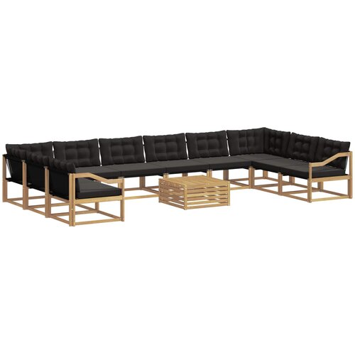 vidaXL Zunanja garnitura za sedenje z blazino 11 pcs Bela in črna, (5000281545) Cene
