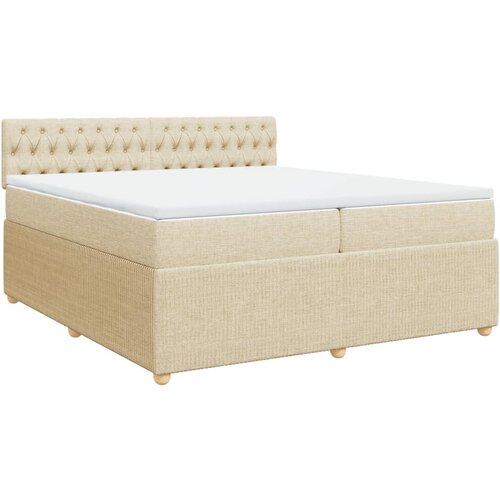 vidaXL Box spring postelja z vzmetnico krem 200x200 cm blago, (21305662) Cene