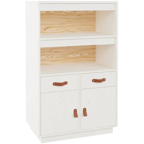Maison Chic Visoka omara - Komoda - Predalnik bela 67x40x108,5 cm trdna borovina, (21721807) Slike