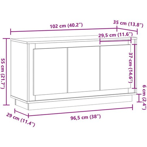 VidaXL Komoda Artisan hrast 102x35x55 cm izrađeno drvo Slike
