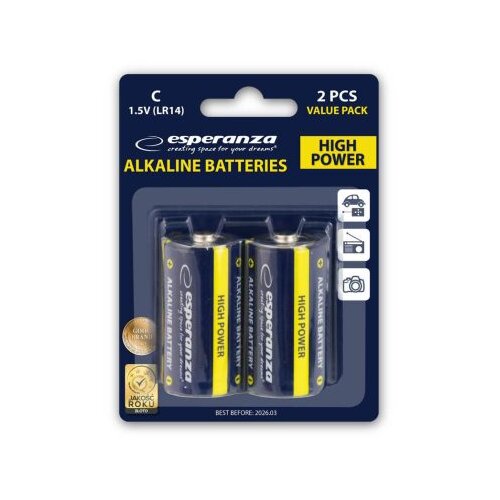  Baterije ESPERANZA ALKALINE BATTERIES C LR14 2 kom. EZB107 Slike