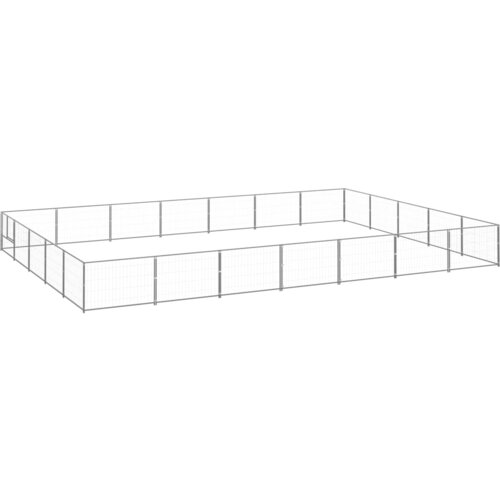 vidaXL Pasji boks srebrn 35 m² jeklo Cene