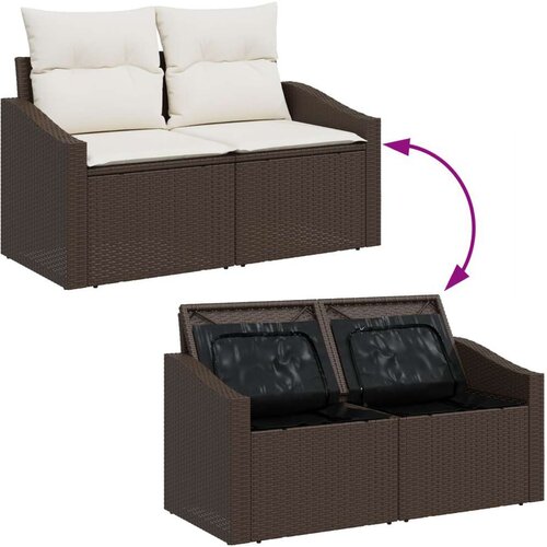 vidaXL set od 7 vrtnih sofa s jastučićima smeđa poli ratan Cene