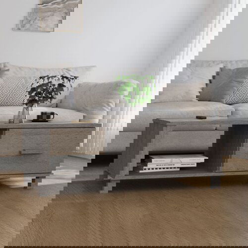 The Living Store Klubska mizica HAMAR svetlo siva 100x55x35 cm trdna borovina - Klubska Mizica, (21575318) Slike