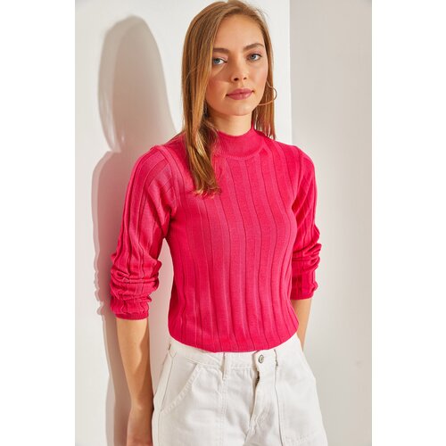 Bianco Lucci Women's Turtleneck Ribbed Knitwear Sweater Slike