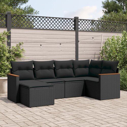 vidaXL 6-dijelni set vrtnih sofa s jastucima crni od poliratana Cijene