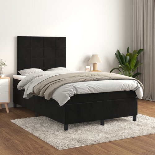 The Living Store Box spring postelja z vzmetnico črna 120x200 cm žamet - Box Spring Postelja, (21489014) Cene