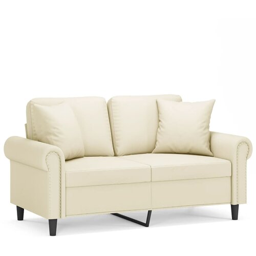 Maison Chic kavč - Sofa - Kanape dvosed z okrasnimi blazinami krem 120 cm umetno usnje, (21727946) Cene