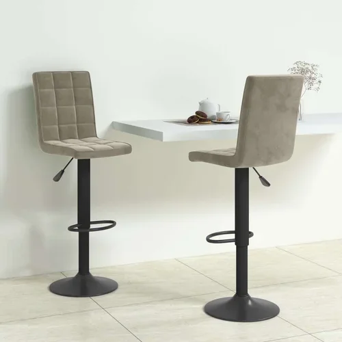  Barski stolčki 2 kosa svetlo siv žamet, (20700332)