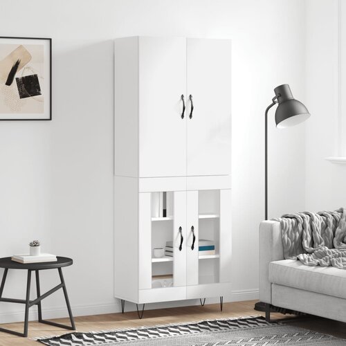  Visoka komoda sjajna bijela 69,5x34x180 cm konstruirano drvo Slike