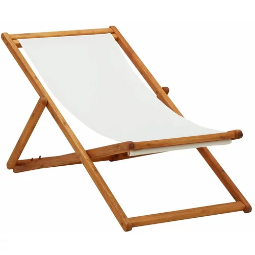  Zložljiv stol za na plažo evkaliptusov les in kremno belo blago, (20660057)