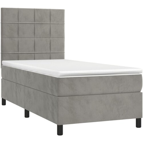 Box spring krevet s madracem svjetlosivi 100x200 cm bar&amp;scaron;unasti Slike