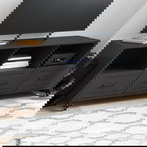 VidaXL TV ormarić crni 100,5x39x43,5 cm hladno valjani čelik Slike