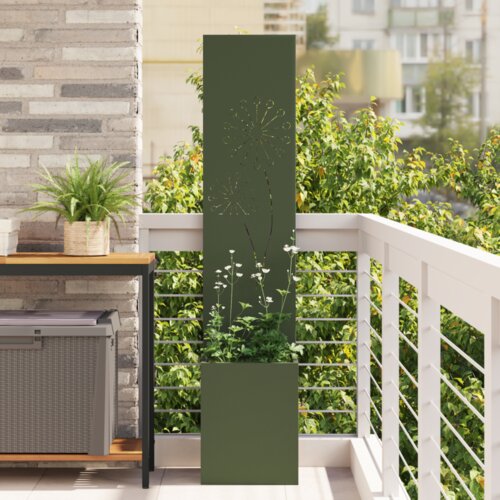 vidaXL Vrtno korito z dekorativno ploščo Olivno zelena 32 x 140 cm Cene