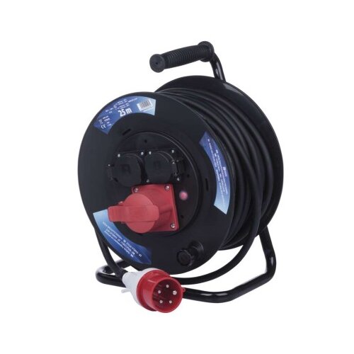  Zunanji kolutni podaljšek 25 m / 3 vtičnice / črni / guma / 230V/400V / 1,5 mm2 Cene
