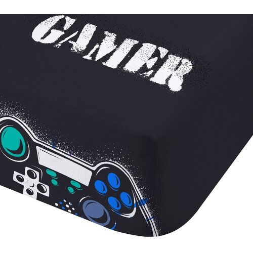 Catherine Lansfield Crna dječja plahta s gumom za bračni krevet 135x190 cm Game Over – Cijene