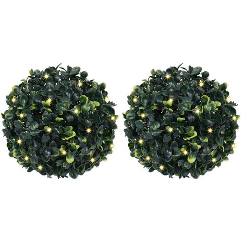 vidaXL Umetni pu&scaron;pani okrogli z LED lučmi 2 kosi zelene 22 cm Cene