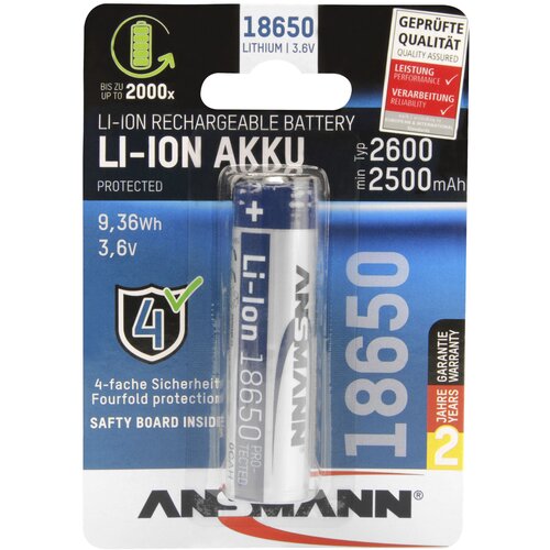 Ansmann 18650 9\,36 Wh specialni akumulatorji 18650 Li-Ion 3.7 V 2600 mAh, (20438051) Slike