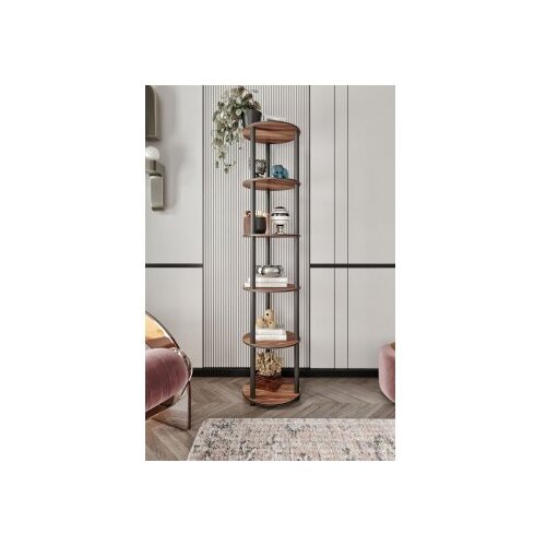 Hanah home Polica za knjige Bookcase 6 Layer Round Walnut Cene