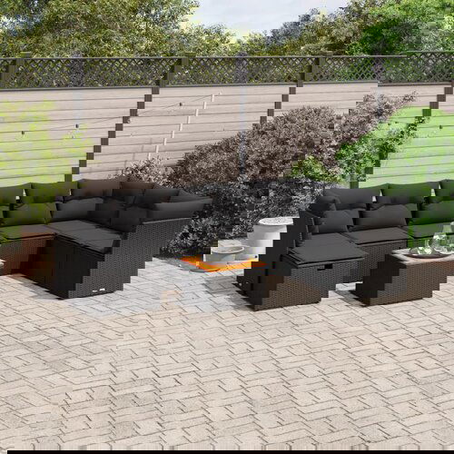 vidaXL 9-dijelni set vrtnih sofa s jastucima crni od poliratana Cijene