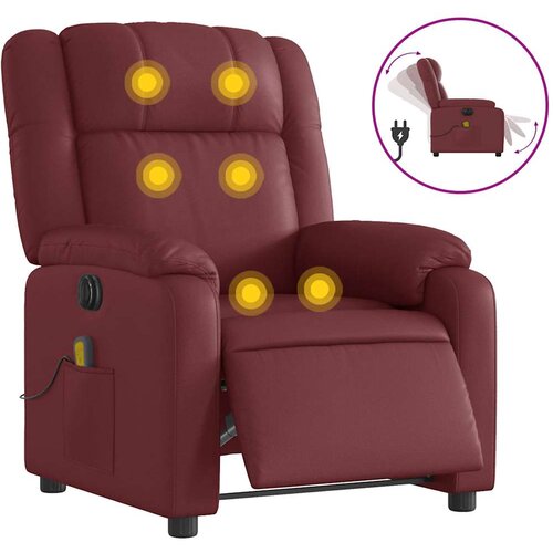 Maison Chic Električni masažni naslanjač - Relax naslanjač vinsko rdeče umetno usnje, (22134384) Cene