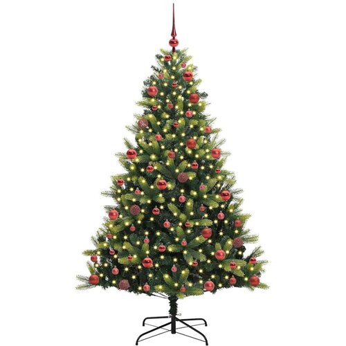 VidaXL Umjetno skladno božićno drvce s 300 LED dioda Zelena 180 cm Slike