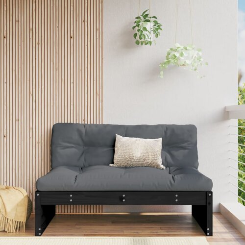  The Living Store Vrtni sredinski kavč črn 120x80 cm trdna borovina - Vrtni Sredinski Kavč, (21443911) Slike