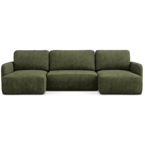 Makamii Zelena sklopiva/s prostorom za odlaganje kutna garnitura od šenila (u obliku slova "U") Lilo – Cijene