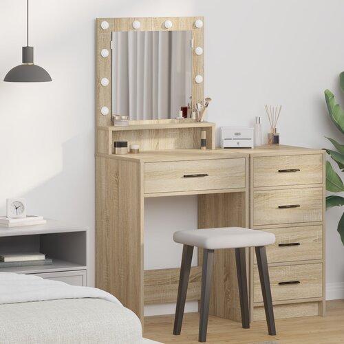 vidaXL toaletna miza hrast Sonoma iverna plošča 79 x 41 x 135 cm Cene