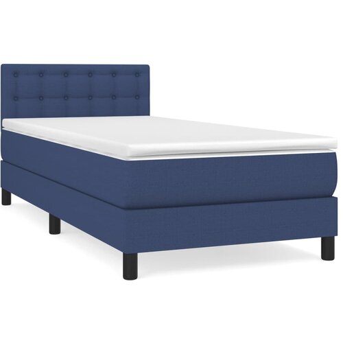  Box spring postelja z vzmetnico moder 90x200 cm blago Cene