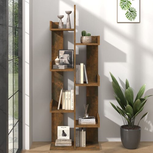 VidaXL Knjižna omara 48x25,5x140 cm dimljeni hrast konstruiran les Slike