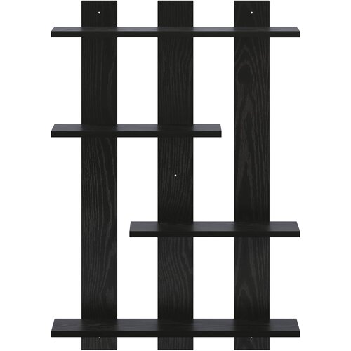  Polica na zidu Crni hrast 61 x 13,5 x 88 cm Konstruirano drvo Slike