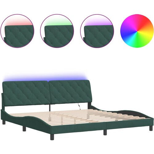vidaXL Posteljni okvir z LED lučkami temno zelen 200x200 cm žamet, (21086398) Cene