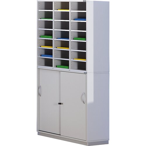 eurokraft pro Urejevalni nastavek s spodnjo omarico, VxŠxG 1864 x 913 x 420 mm, 21 predelkov, svetlo siva Cene