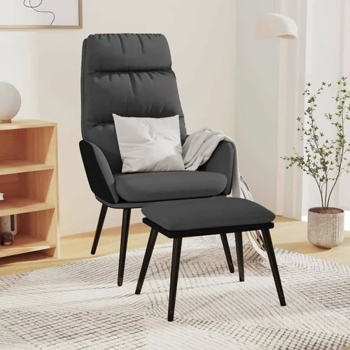  Stolica za opuštanje i stolac tkanina i umjetna koža tamnosivi