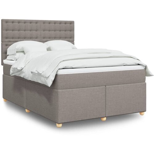 vidaXL Box spring postelja z vzmetnico taupe 140x200 cm blago Cene