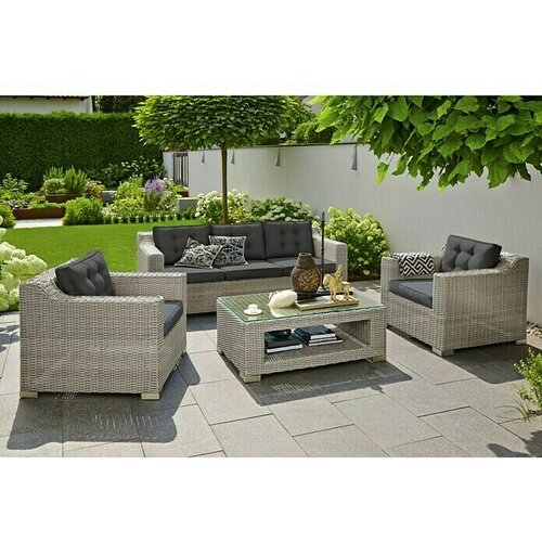 SUNFUN Pauline Set lounge namje&amp;scaron;taja XXL (4 -dij., Bambus siva) Slike