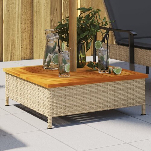 vidaXL Pokrov za podstavek za senčnik bež 70x70x25 cm ratan in akacija Cene